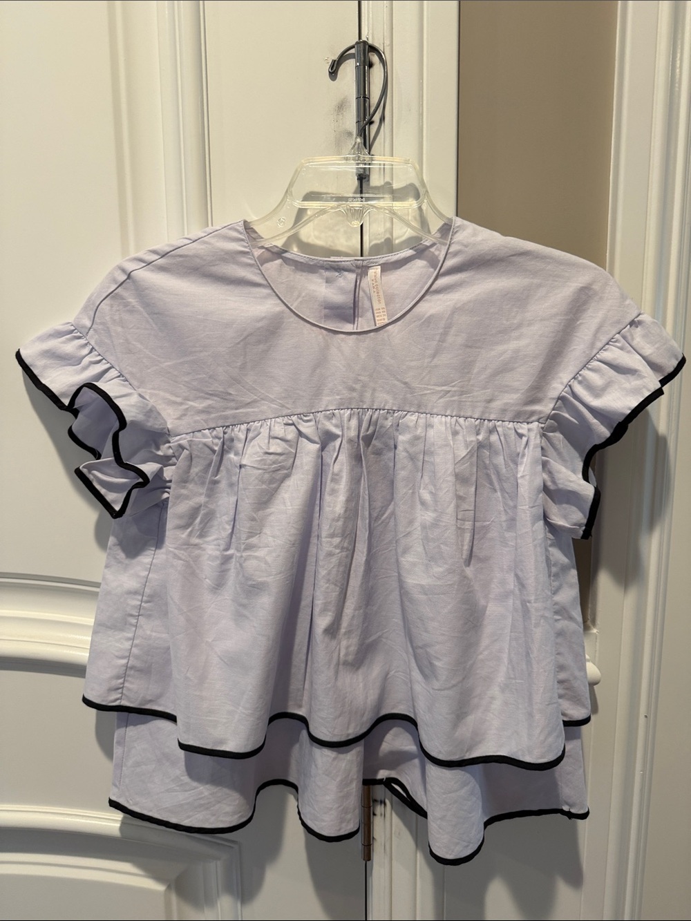 Womens Ruffle Top with Black Trim